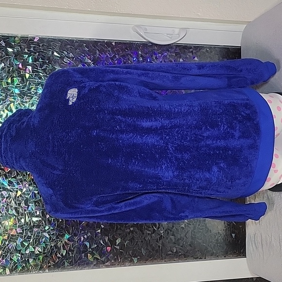 Y2K The Northface Teddy Bear 'Osito' Zip Up Jacket Coat Dark Royal Blue SZ:M - Picture 5 of 10